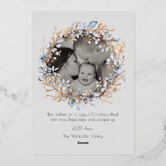 Christmas Nutcracker Ballet Waterverf Foto Folie Feestdagenkaart (Achterkant)