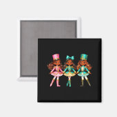 Christmas Nutcracker Black Girls Kids Festive Xmas Magneet (Voorkant / Achterkant)