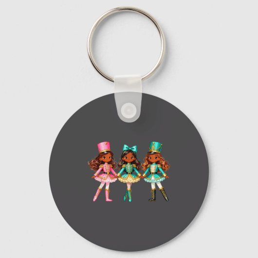 Christmas Nutcracker Black Girls Kids Festive Xmas Sleutelhanger (Voorkant)