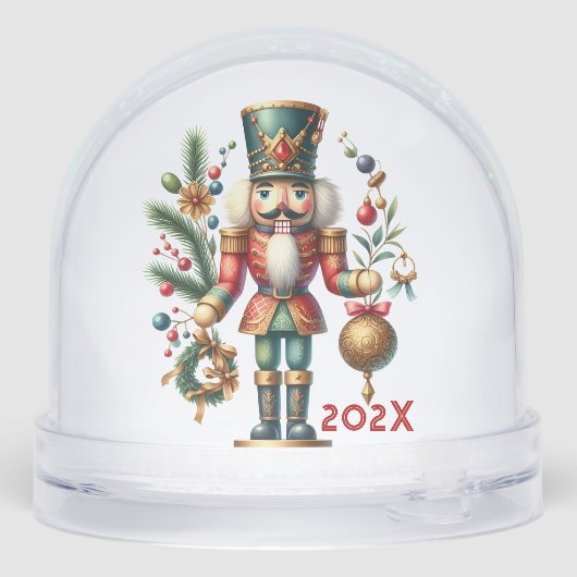 Christmas Nutcracker Holiday Greenery Sneeuwbol (Achterkant)