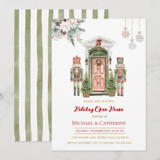 Christmas Nutcracker Holiday Open House Invitation Kaart (Voorkant / Achterkant)