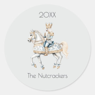Christmas Nutcracker Horse Waterverf Ronde Sticker