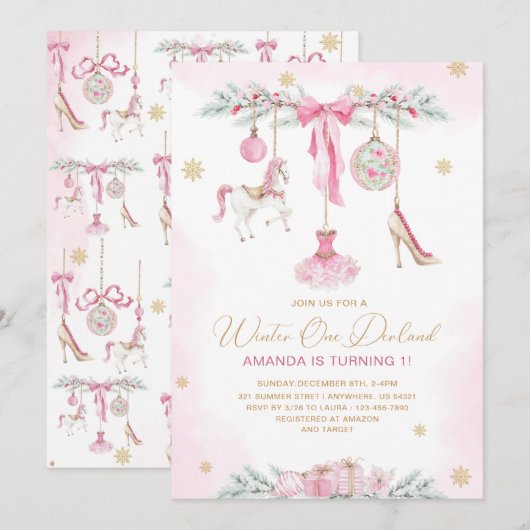 Christmas Nutcracker One DerLand pink ballet baby Kaart (Voorkant / Achterkant)