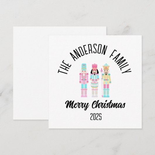 Christmas Nutcracker Pastel Personalized Name Feestdagenkaart (Voorkant / Achterkant)