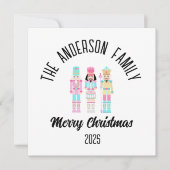 Christmas Nutcracker Pastel Personalized Name Feestdagenkaart (Voorkant)