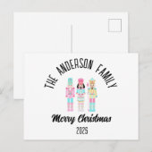 Christmas Nutcracker Pastel Personalized Name Feestdagenkaart (Voorkant / Achterkant)
