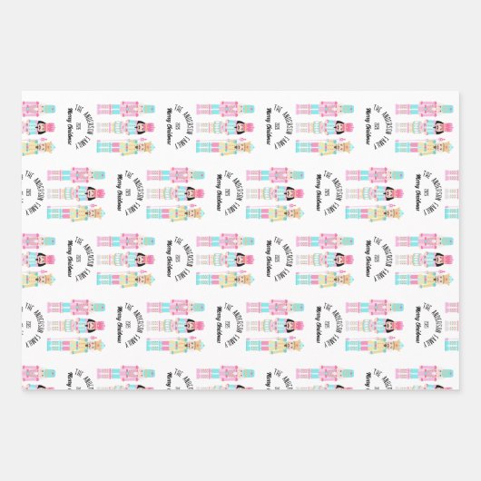 Christmas Nutcracker Pastel Personalized Name Inpakpapier Vel (Voorkant 2)