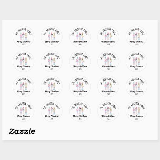 Christmas Nutcracker Pastel Personalized Name Ronde Sticker (Vel)