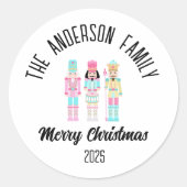 Christmas Nutcracker Pastel Personalized Name Ronde Sticker (Voorkant)