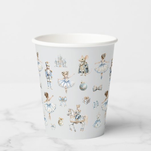 Christmas Nutcracker Pattern Waterverf Papieren Bekers (Voorkant)