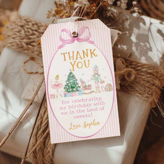 Christmas Nutcracker Pink Bow Birthday Thank You Cadeaulabel
