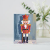 Christmas Nutcracker | Red Soldier Watercolor Feestdagenkaart (Staand voorkant)