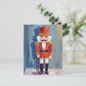 Christmas Nutcracker | Red Soldier Watercolor Feestdagenkaart (Staand voorkant)