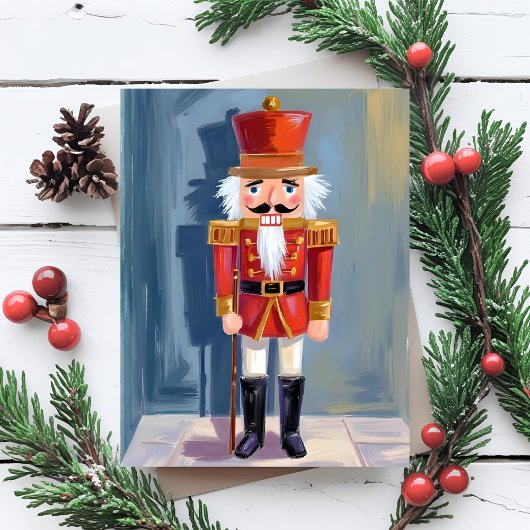 Christmas Nutcracker | Red Soldier Watercolor Feestdagenkaart