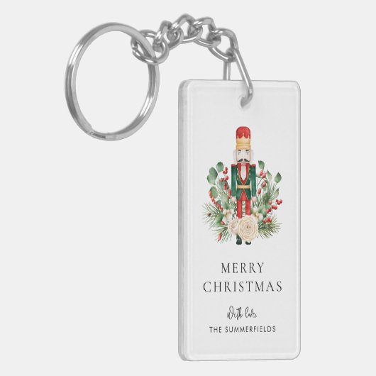 Christmas Nutcracker Script Greenery Holiday Sleutelhanger (Voorkant Links)