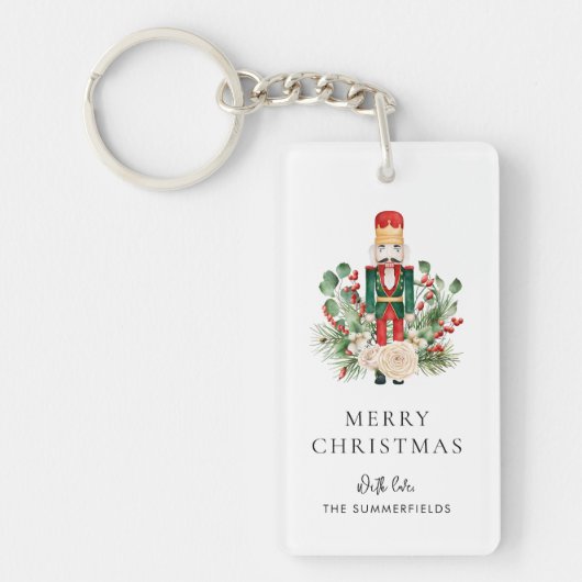 Christmas Nutcracker Script Greenery Holiday Sleutelhanger (Voorkant)