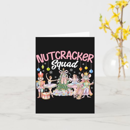 Christmas Nutcracker Squad Ballet Family Matching Kaart (Gele Bloem)