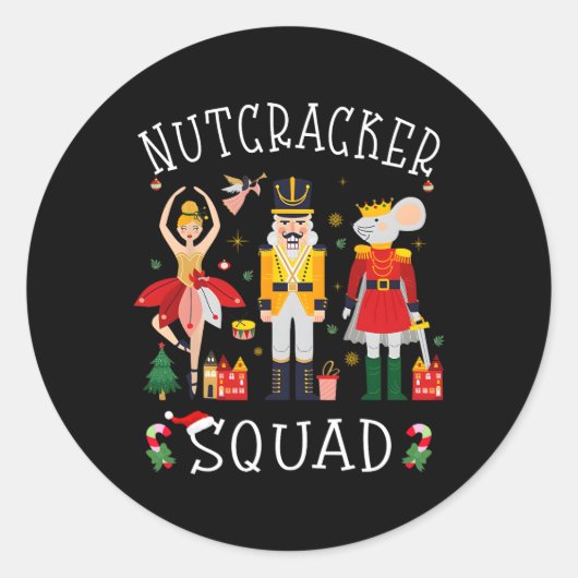 Christmas Nutcracker Squad Byllet Dance Women Kids Ronde Sticker (Voorkant)