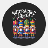 Christmas Nutcracker Squad Pajama Winter Holiday T Ronde Sticker (Voorkant)