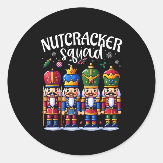 Christmas Nutcracker Squad Pajama Winter Holiday T Ronde Sticker (Voorkant)