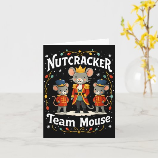 Christmas Nutcracker Team Mouse Funny Soldier Xmas Kaart (Gele Bloem)