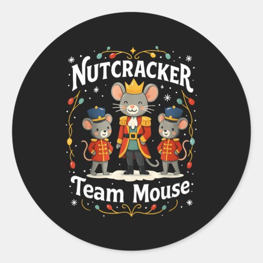 Christmas Nutcracker Team Mouse Funny Soldier Xmas Ronde Sticker (Voorkant)