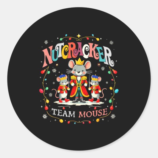 Christmas Nutcracker Team Mouse Women Kids Girl  Ronde Sticker (Voorkant)
