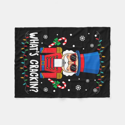 Christmas Nutcracker Whats Crackin Funny Xmas Men Fleece Deken (Voorkant (Horizontaal))