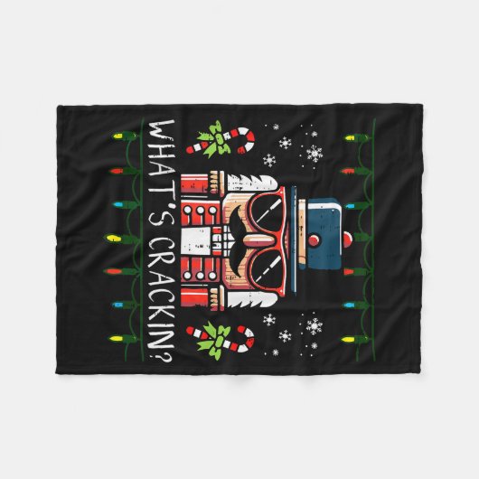 Christmas Nutcracker Whats Crackin Funny Xmas Men Fleece Deken (Voorkant (Horizontaal))