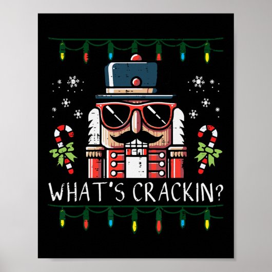 Christmas Nutcracker Whats Crackin Funny Xmas Men  Poster (Voorkant)