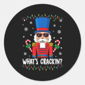 Christmas Nutcracker Whats Crackin Funny Xmas Men Ronde Sticker (Voorkant)