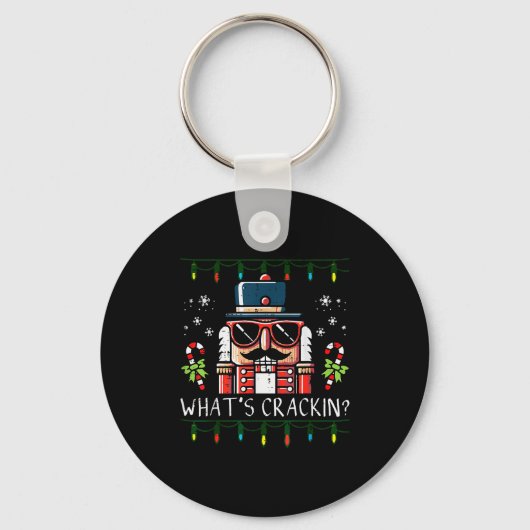 Christmas Nutcracker Whats Crackin Funny Xmas Men Sleutelhanger (Voorkant)