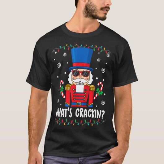 Christmas Nutcracker Whats Crackin Funny Xmas Men  T-shirt (Voorkant)