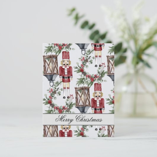 Christmas nutcrackers and lanterns briefkaart (Staand voorkant)