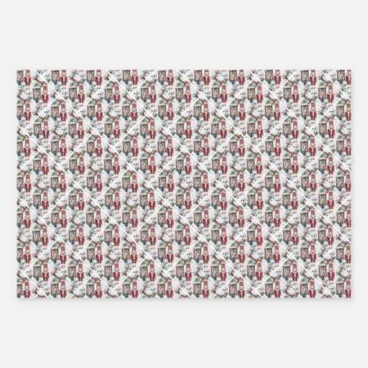 Christmas nutcrackers and lanterns inpakpapier vel (Voorkant)