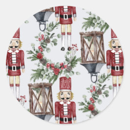 Christmas nutcrackers and lanterns ronde sticker