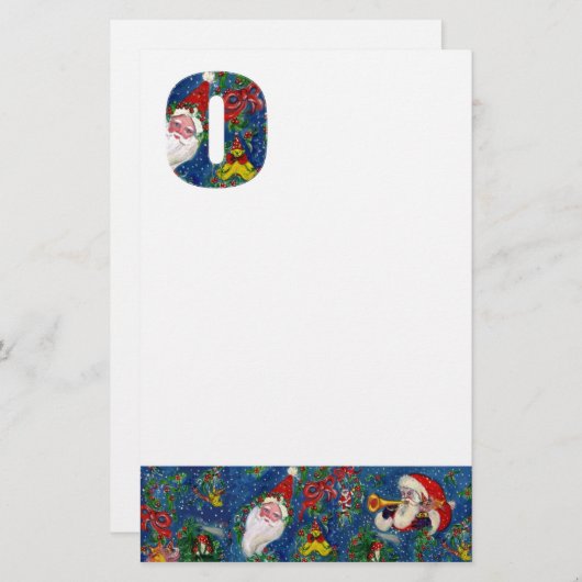 CHRISTMAS O BRIEF / SANTA CLAUS MET RODE RIBBON BRIEFPAPIER (Voorkant / Achterkant)