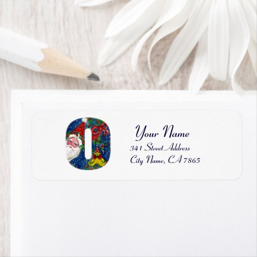 CHRISTMAS O BRIEF / SANTA CLAUS MET RODE RIBBON ETIKET (Insitu)