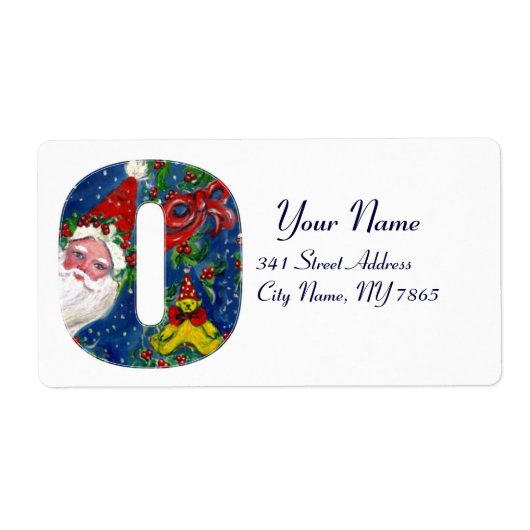 CHRISTMAS O BRIEF / SANTA CLAUS MET RODE RIBBON ETIKET (Voorkant)