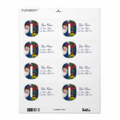 CHRISTMAS O BRIEF / SANTA CLAUS MET RODE RIBBON ETIKET (Full Sheet)