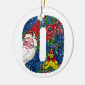 CHRISTMAS O BRIEF / SANTA CLAUS MET RODE RIBBON KERAMISCH ORNAMENT (Links)