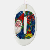 CHRISTMAS O BRIEF / SANTA CLAUS MET RODE RIBBON KERAMISCH ORNAMENT (Rechts)
