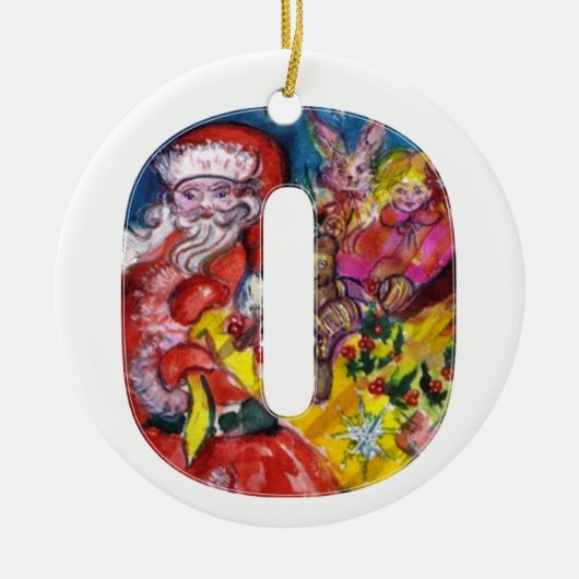 CHRISTMAS O BRIEF / SANTA MET GIFTS MONOGRAM KERAMISCH ORNAMENT (Voorkant)
