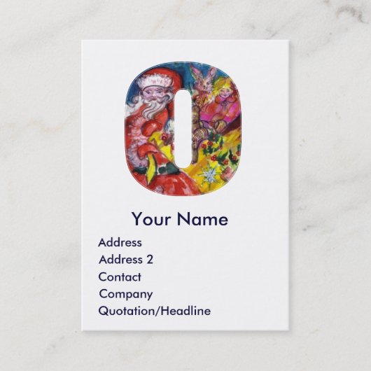 CHRISTMAS O BRIEF / SANTA MET GIFTS MONOGRAM VISITEKAARTJE (Voorkant)