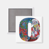 CHRISTMAS O BRIEF / SANTA MET VIOLIN MONOGRAM MAGNEET (Voorkant / Achterkant)