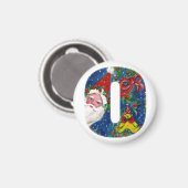 CHRISTMAS O LETTER/SANTA RED RIBBON MONOGRAM MAGNEET (Voorkant / Achterkant)