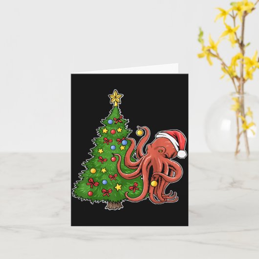 Christmas Octopus  Kaart (Gele Bloem)