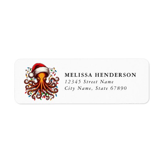 Christmas Octopus Return Address Labels (Voorkant)