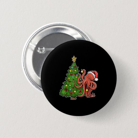 Christmas Octopus  Ronde Button 5,7 Cm (Voorkant /achterkant)
