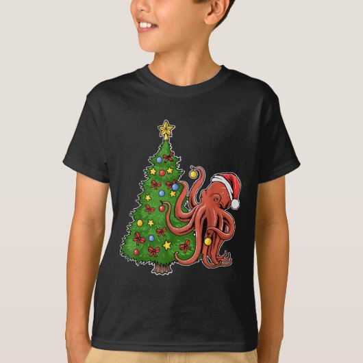 Christmas Octopus  T-shirt (Voorkant)